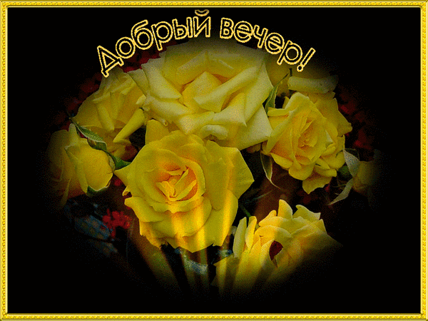 Анимированная открытка Добрый вечер! желтая роза