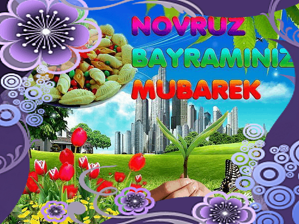 Анимированная открытка NOVRUZ BAYRAMINIZ MUBAREK