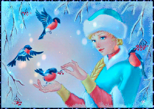 Анимированная открытка Девушка клипарт снегурочка
