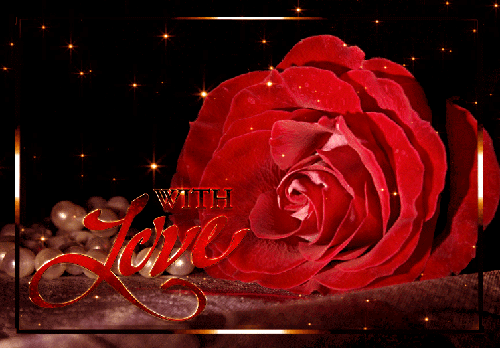 Анимированная открытка With love сад роз