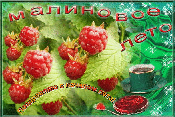 Анимированная открытка Малиновое лето поздравляю с началом лета