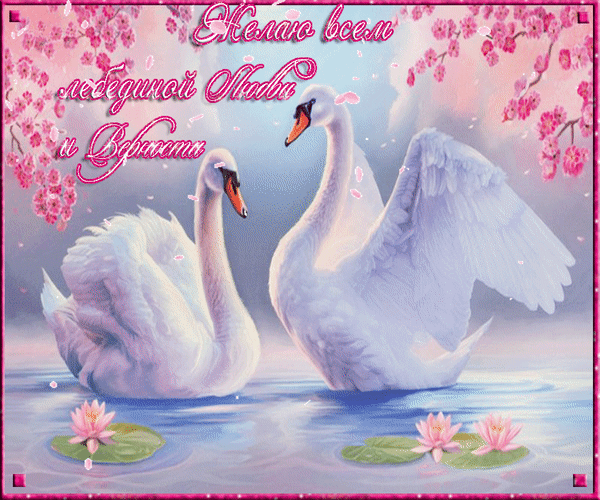Анимированная открытка Желаю всем лебединой любви и верности