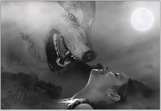 Анимированная открытка Волк черная волчица