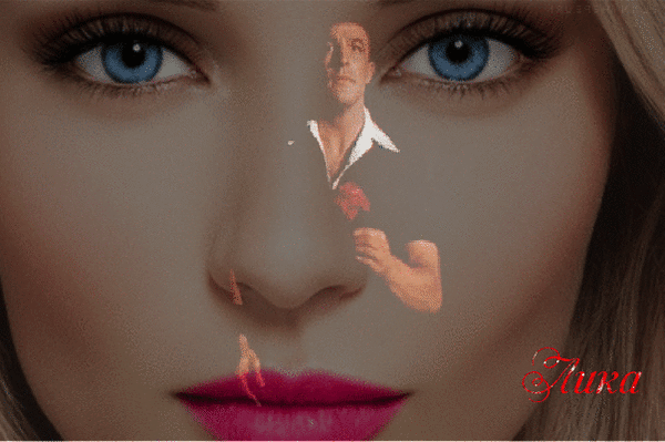 Анимированная открытка Лицо девушки. лицо с голубыми глазами