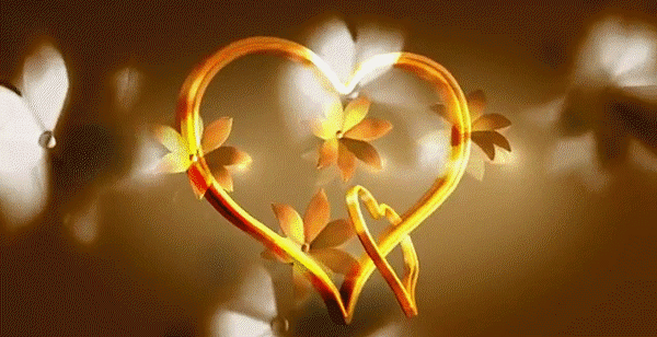 Анимированная открытка Сердце цветок