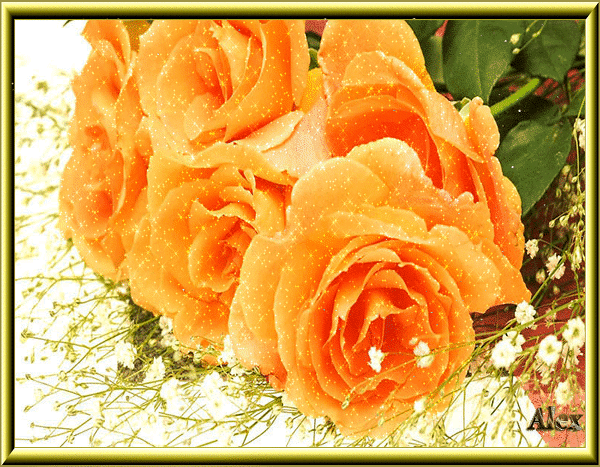 Анимированная открытка Желтые розы
