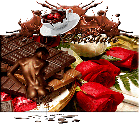 Анимированная открытка Chocolate розы и шоколад