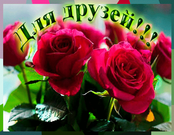 Анимированная открытка Для друзей! розовые розы