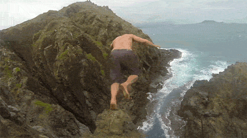 Анимированная открытка Прыжок в воду Гавайи оаху прыжки с обрыва