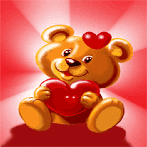 Анимированная открытка Мишка с сердцем в руках