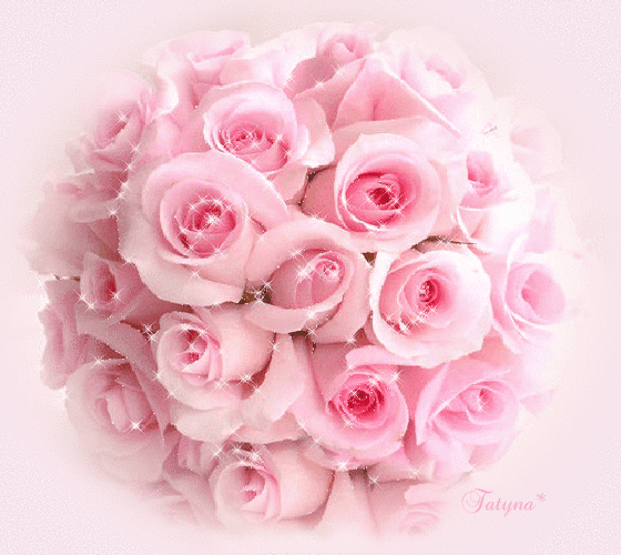 Анимированная открытка Букет роз свадебный букет из розовых роз