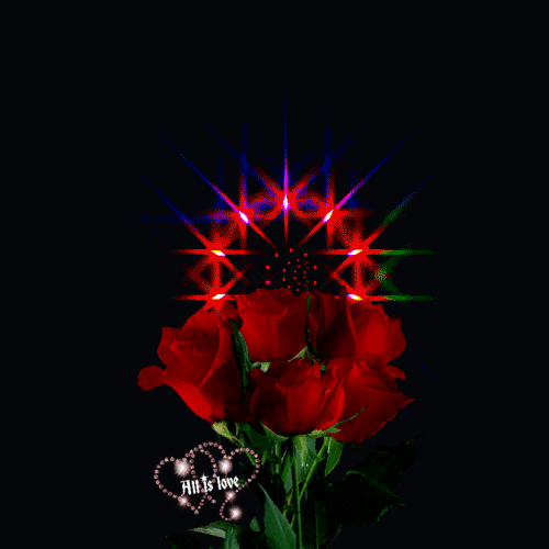 Анимированная открытка All is love цветы с движений и блеск