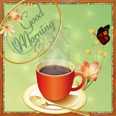 Анимированная открытка Good morning Доброе утро кофе гиф