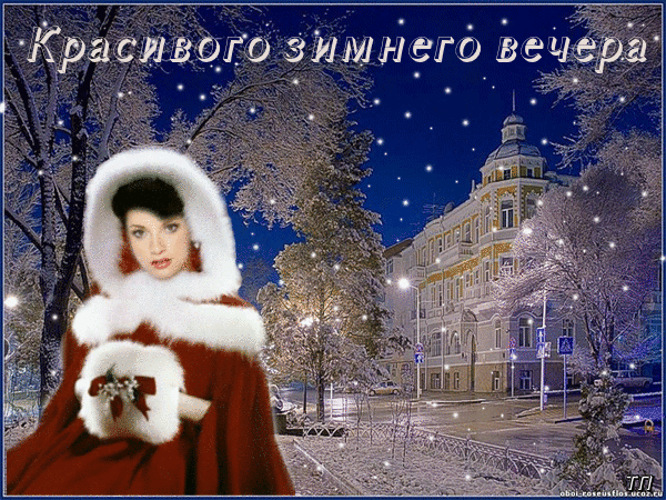 Анимированная открытка Красивого зимнего вечера