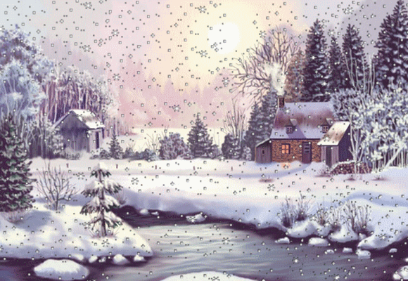 Анимированная открытка Природа зимой анимационные картинки новый год