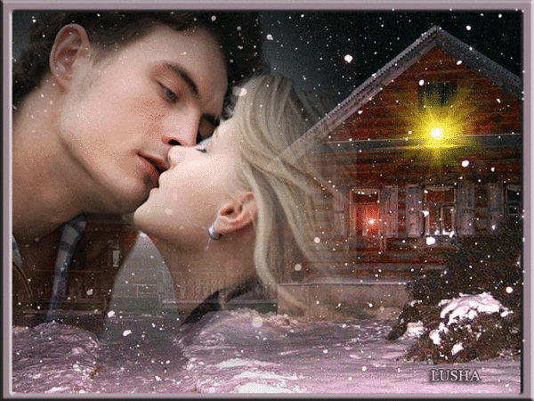 Анимированная открытка Нежность зима любовь