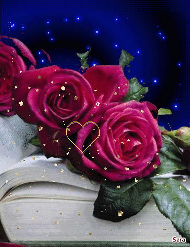 Анимированная открытка Розы и сердечко