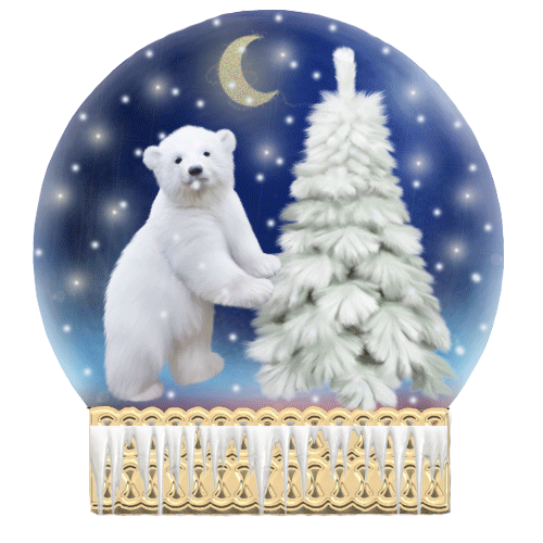 Анимированная открытка Снежный шар с медведем