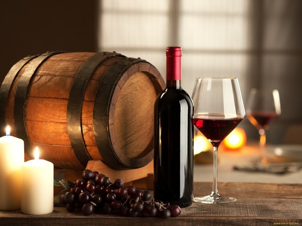 Открытка Вино бутылка вина и стекла