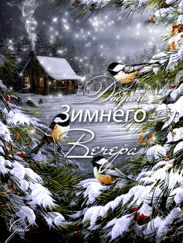 Анимированная открытка Доброго Зимнего Вечера