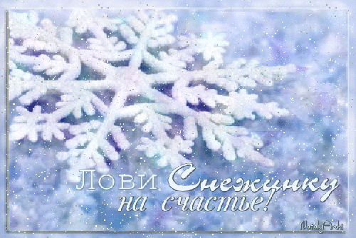 Анимированная открытка Лови снежинку на счастье!