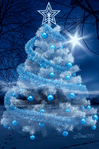 Анимированная открытка деревья Рождество gif