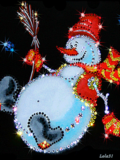 Анимированная открытка Весёлый снеговик