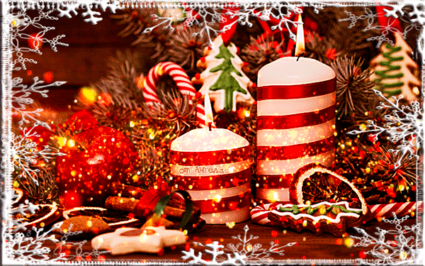 Анимированная открытка Свечи счастливого Рождества hd
