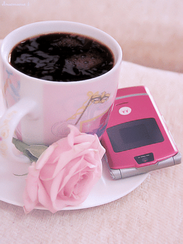 Анимированная открытка Чашка с кофе Утренний сахар
