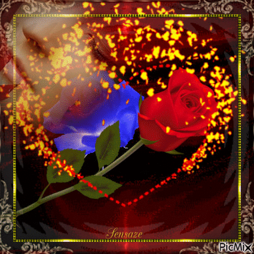 Анимированная открытка Роза и девушка Любовь