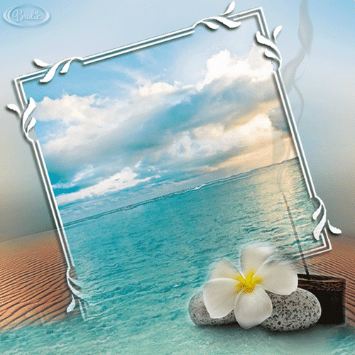 Анимированная открытка Море выливается из стекла зеркала на пол