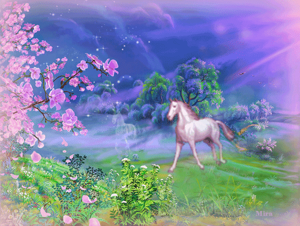 Анимированная открытка Бегущий конь весна картинки на телефон