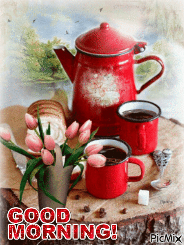 Анимированная открытка GOOD MORNING! cafe na caneca эмали