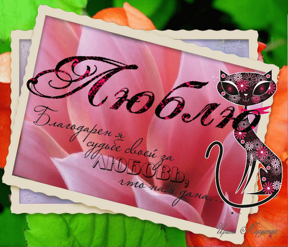 Анимированная открытка Люблю Благодорен я судьбе своей за любовь что дана...