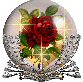 Анимированная открытка Роза в стеклянном шаре