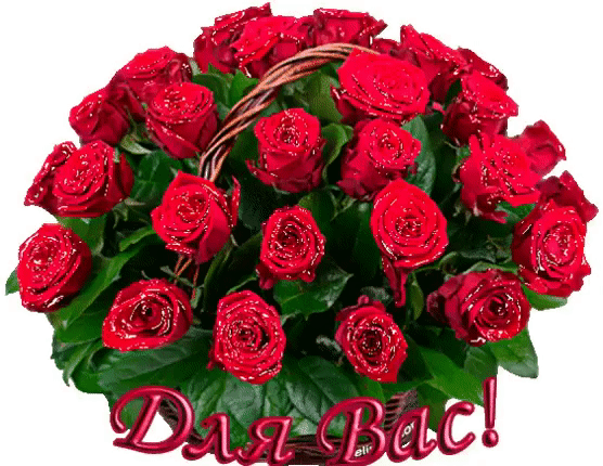 Анимированная открытка Для Вас! корзина красных роз