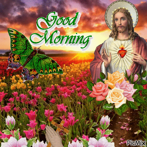 Анимированная открытка Good Morning Священного сердца Иисуса