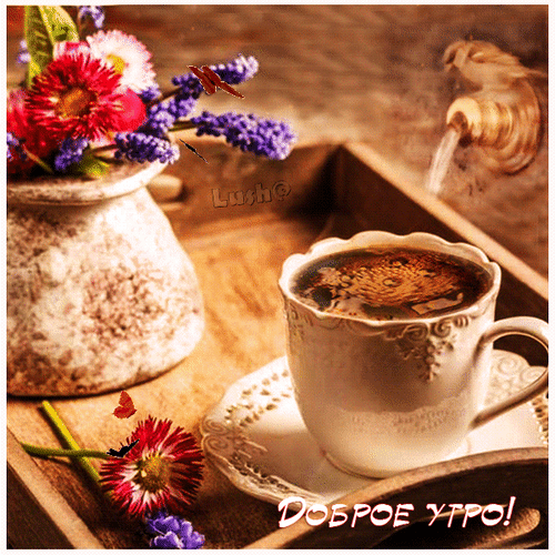 Анимированная открытка Доброе утро! доброе утро кофе gif