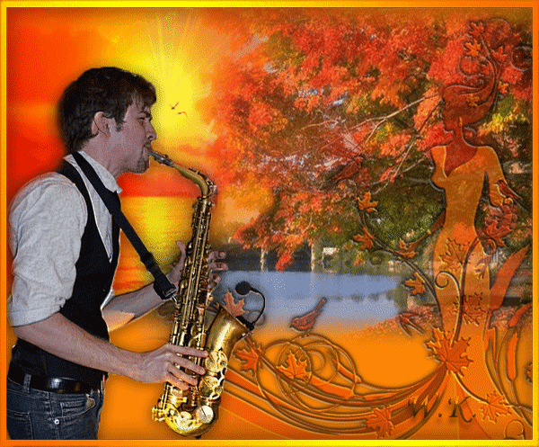 Анимированная открытка Мужчина и труба