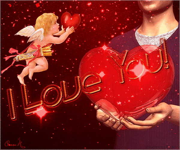 Анимированная открытка I love you Мультипликация