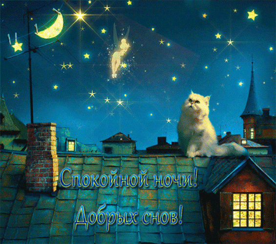 Анимированная открытка Спокойной ночи! Добрых снов!