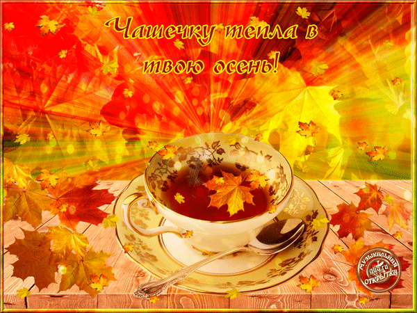 Анимированная открытка Чашечка тепла в твою осень